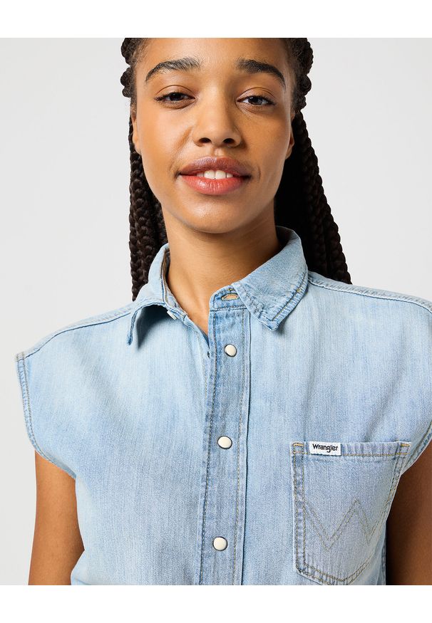 Wrangler - WRANGLER DAMSKI KOMBINEZON JEANSOWE WRANGLER TROUSER JUMPSUIT PALE BLUE WASH 112362713. Materiał: jeans