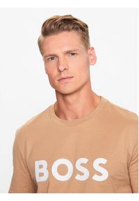 BOSS - Boss T-Shirt 50495742 Beżowy Regular Fit. Kolor: beżowy. Materiał: bawełna