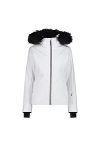 Kurtka damska narciarska CMP 34W4546F. Typ kołnierza: kaptur. Kolor: biały. Materiał: softshell. Sezon: zima. Sport: narciarstwo #1