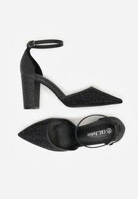 Renee - Czarne Czółenka na Słupku z Cyrkoniami i Brokatem Myriani. Zapięcie: sprzączka. Kolor: czarny. Materiał: jeans. Obcas: na słupku. Styl: elegancki #2