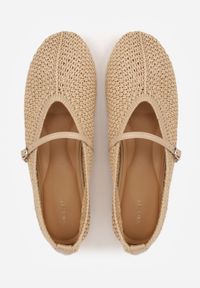 Born2be - Ciemnobeżowe Plecione Balerinki VICES z Paskiem z Klamerką Renell. Okazja: na co dzień. Zapięcie: pasek. Kolor: beżowy. Wzór: haft. Sezon: wiosna, lato. Styl: boho, casual, klasyczny, elegancki #8