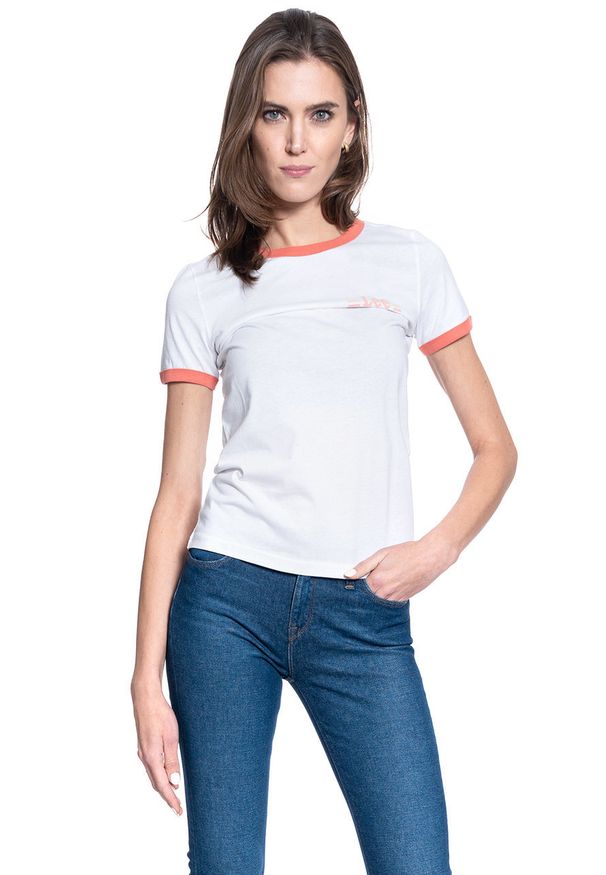 Lee - T-SHIRT DAMSKI LEE RINGER TEE BRIGHT WHITE L40PEPLJ 112108662