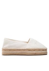 TOMMY HILFIGER - Tommy Hilfiger Espadryle Th Textured Flatform Espadrille FW0FW06433 Biały. Kolor: biały. Materiał: materiał #3