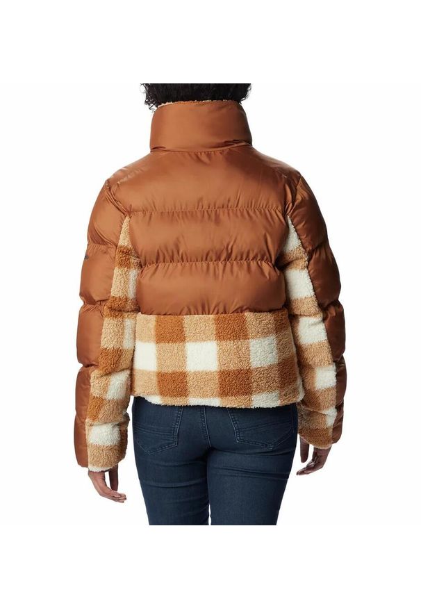 columbia - Kurtka Turystyczna Puchowa Damska Columbia Leadbetter Point Sherpa Hybrid. Kolor: brązowy. Materiał: puch. Sezon: zima. Sport: turystyka piesza