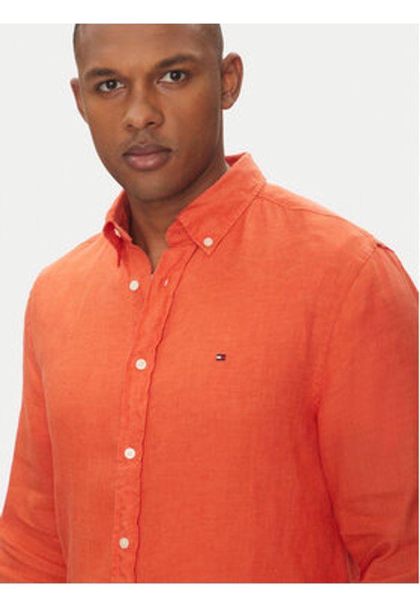 TOMMY HILFIGER - Tommy Hilfiger Koszula MW0MW34602 Pomarańczowy Regular Fit. Kolor: pomarańczowy. Materiał: len