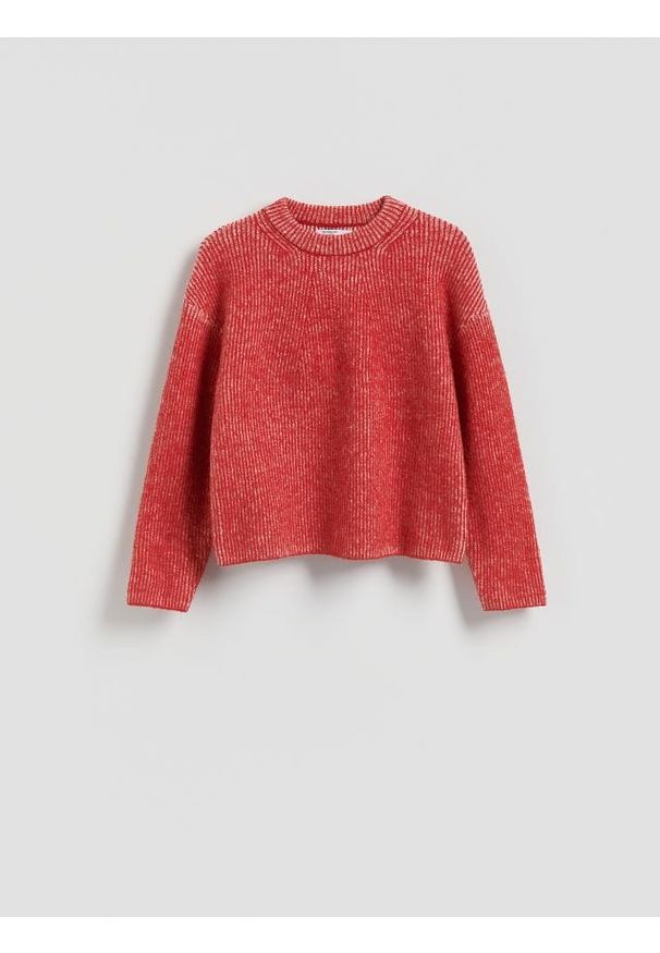 Reserved - Strukturalny sweter - wielobarwny. Materiał: wełna, dzianina. Styl: klasyczny