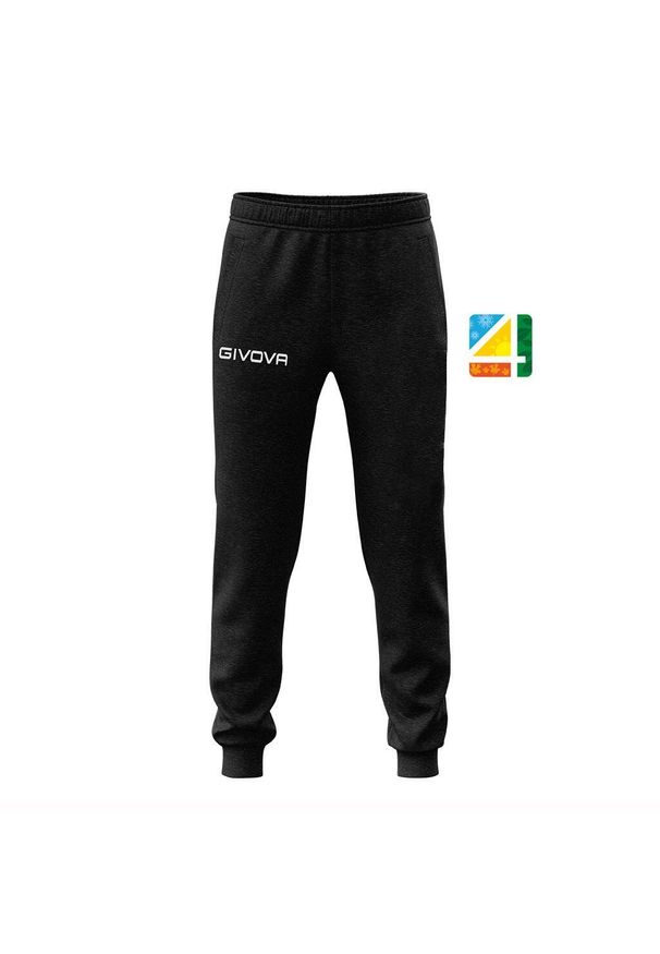 Spodnie treningowe Givova King logo. Kolor: czarny. Materiał: poliester, bawełna. Sport: fitness