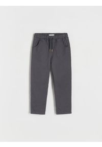 Reserved - Spodnie z ociepleniem - ciemnoszary. Kolor: szary. Materiał: bawełna, włókno, tkanina #1
