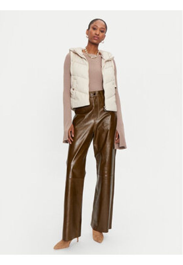 Morgan Bezrękawnik 232-GSOLO Écru Regular Fit. Materiał: skóra. Długość rękawa: bez rękawów