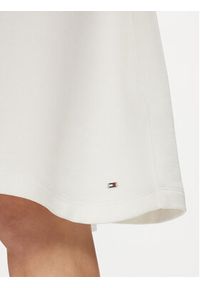 TOMMY HILFIGER - Tommy Hilfiger Sukienka koktajlowa Shiny Interlock V-Nk Ns Knee Drs WW0WW40731 Écru Slim Fit. Materiał: bawełna. Styl: wizytowy #3
