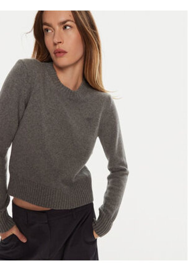 AMI PARIS Sweter FKS057005 Szary Regular Fit. Kolor: szary. Materiał: kaszmir