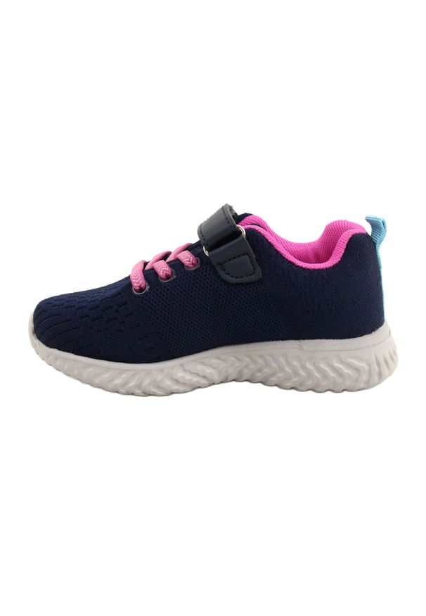 NEWS buty sportowe na rzepy 22DZ23-4843-M Granatowe różowe. Zapięcie: rzepy. Kolor: różowy, wielokolorowy, niebieski. Materiał: materiał