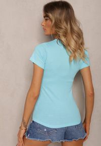 Renee - Niebieski Bawełniany T-shirt o Klasycznym Kroju Talvia. Okazja: do pracy, na co dzień. Kolor: niebieski. Materiał: bawełna. Styl: klasyczny