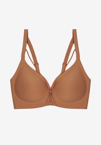 Born2be - Brązowy Biustonosz z Ozdobnymi Paskami Zetessa. Kolor: brązowy. Materiał: jeans. Wzór: paski #5