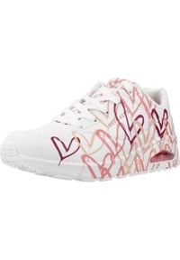 skechers - Buty SKECHERS UNO-SPREAD THE LOVE Biały. Kolor: biały, wielokolorowy. Materiał: materiał, syntetyk, tkanina. Model: Skechers Sport. Sport: turystyka piesza #1