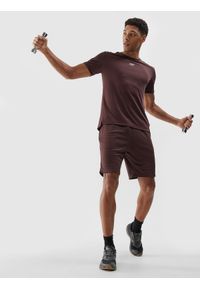 4f - 4F Koszulka treningowa szybkoschnąca męska - brązowa XL. Kolor: brązowy. Materiał: dzianina, włókno, syntetyk, materiał. Długość rękawa: krótki rękaw. Długość: krótkie. Wzór: gładki, ze splotem. Sport: fitness #2