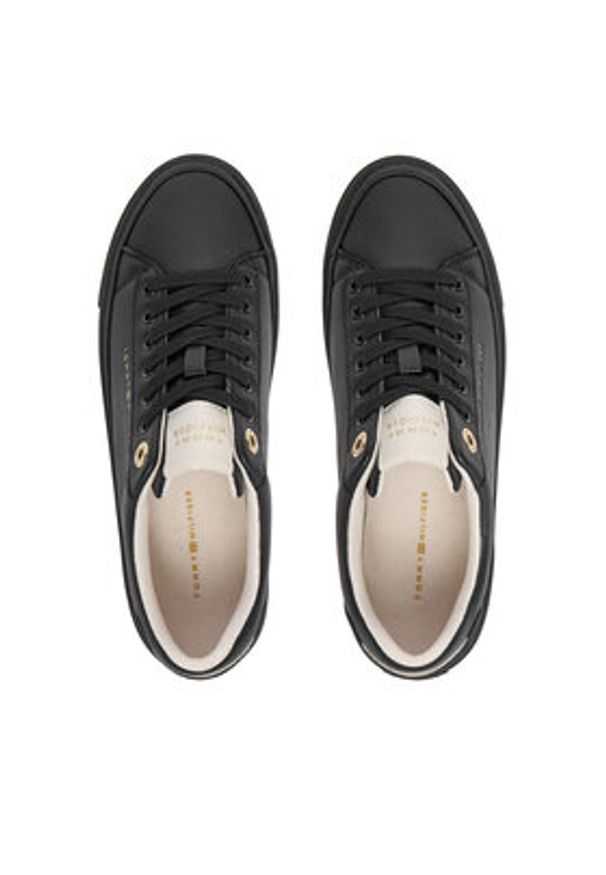 TOMMY HILFIGER - Tommy Hilfiger Sneakersy Th Platform Sneaker Tumbled Ltr FW0FW09018 Czarny. Kolor: czarny. Materiał: skóra. Obcas: na platformie