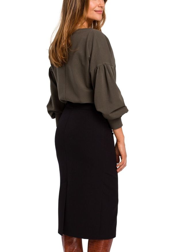 Style - Ołówkowa spódnica na grubym pasku w talii. Materiał: materiał, elastan. Styl: klasyczny