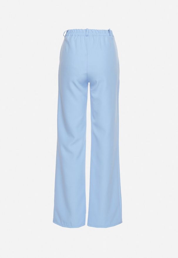 Born2be - Niebieskie Spodnie Garniturowe z Wyższym Stanem i Kieszeniami Zeprra. Okazja: na spotkanie biznesowe. Stan: podwyższony. Kolor: niebieski. Styl: biznesowy, klasyczny