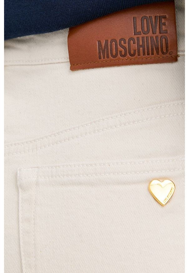 Love Moschino Jeansy damskie high waist. Stan: podwyższony. Kolor: beżowy