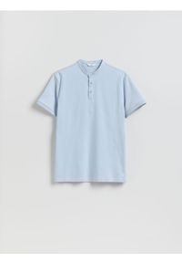 Reserved - Koszulka polo slim - jasnoniebieski. Typ kołnierza: polo. Kolor: niebieski. Materiał: dzianina, bawełna