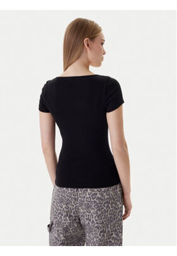 Tommy Jeans T-Shirt DW0DW21837 Czarny Slim Fit. Kolor: czarny. Materiał: syntetyk, bawełna