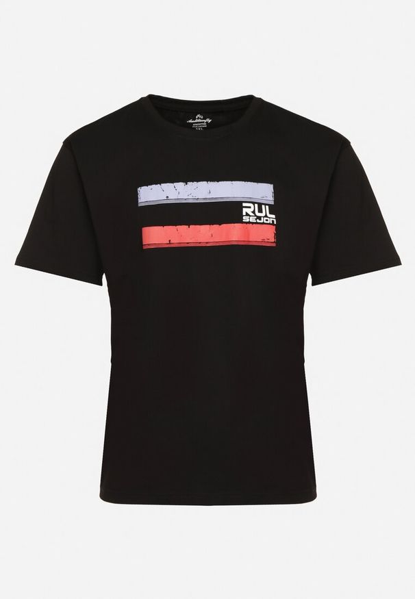 Born2be - Czarna Koszulka Bawełniana z Nadrukiem Junikobia. Kolor: czarny. Materiał: bawełna. Wzór: nadruk