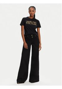 Versace Jeans Couture T-Shirt 78HAHE02 Czarny Regular Fit. Kolor: czarny. Materiał: bawełna #3