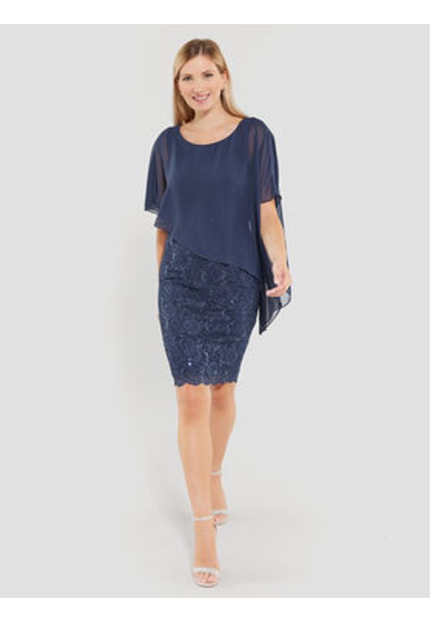 Swing Sukienka koktajlowa 77760410 Granatowy Regular Fit. Kolor: niebieski. Materiał: syntetyk. Styl: wizytowy