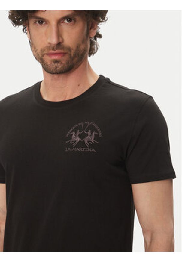 La Martina T-Shirt Vernie MAR009 JS206 Czarny Regular Fit. Kolor: czarny. Materiał: bawełna