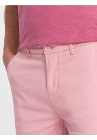 Ombre Clothing - Szorty męskie chinosy z kontrastowym podwinięciem – różowe V8. Okazja: na imprezę, do pracy, na co dzień. Kolor: różowy. Materiał: tkanina, elastan, bawełna. Długość: krótkie. Wzór: kolorowy. Sezon: lato. Styl: wakacyjny, casual #6