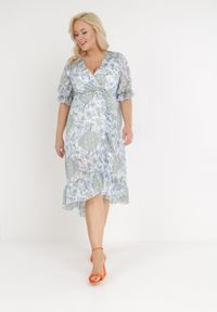 Born2be - Biała Sukienka Darorgon. Kolor: biały. Wzór: aplikacja. Sezon: lato. Typ sukienki: kopertowe. Styl: wakacyjny, boho #5