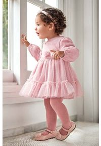 Mayoral sukienka niemowlęca kolor różowy mini rozkloszowana. Kolor: różowy. Długość rękawa: długi rękaw. Typ sukienki: rozkloszowane. Styl: klasyczny. Długość: mini #1