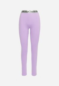 Renee - Jasnofioletowe Sportowe Legginsy Elastyczne z Ozdobną Szeroką Gumą w Pasie Larnode. Okazja: na co dzień. Kolor: fioletowy. Materiał: guma. Styl: sportowy #7