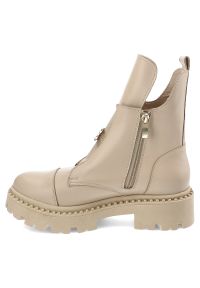 Beżowe Botki Armodo Modne Obuwie Damskie. Kolor: beżowy. Materiał: skóra. Szerokość cholewki: normalna. Styl: elegancki #5