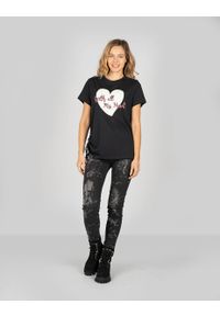 Trussardi Jeans T-Shirt | 56T00099 1T001632 | Kobieta | Czarny. Okazja: na co dzień. Kolor: czarny. Materiał: bawełna. Wzór: nadruk. Styl: casual
