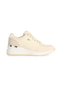 MEXX - Mexx sneakersy Glass kolor beżowy MXK039801W. Nosek buta: okrągły. Zapięcie: sznurówki. Kolor: beżowy. Materiał: guma. Obcas: na koturnie
