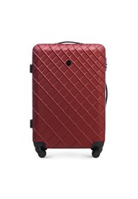 Wittchen - Średnia walizka z ABS-u w ukośną kratkę bordowa. Kolor: czerwony. Materiał: guma. Wzór: kratka