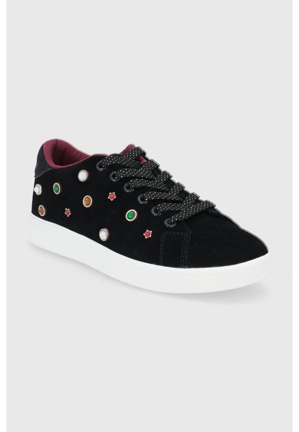 Desigual - Buty zamszowe. Nosek buta: okrągły. Zapięcie: sznurówki. Kolor: czarny. Materiał: zamsz