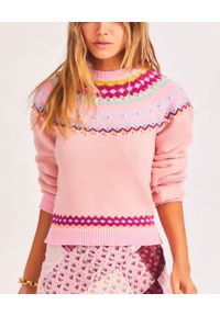 LOVE SHACK FANCY - Bawełniany sweter z kolorowym wzorem Crawley. Kolor: różowy, wielokolorowy, fioletowy. Materiał: bawełna. Długość rękawa: długi rękaw. Długość: długie. Wzór: kolorowy. Styl: klasyczny