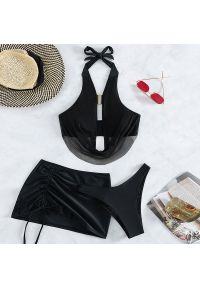 Intica - Zestaw kąpielowy pareo i top na plażę Zavastiea. Kolor: czarny. Materiał: materiał #1