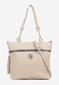 Renee - Ciemnobeżowa Torebka Typu Shopper z Ozdobnymi Rączkami i Paskiem na Ramię Idaloriela. Kolor: beżowy. Styl: elegancki, casual. Rodzaj torebki: na ramię