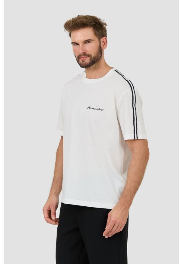 Armani Exchange - ARMANI EXCHANGE Biały męski t-shirt, Rozmiar M. Kolor: biały