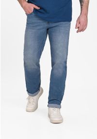Volcano - Jeansy męskie z prostą nogawką D-LEON 42. Kolekcja: plus size. Kolor: niebieski, wielokolorowy, szary. Styl: klasyczny