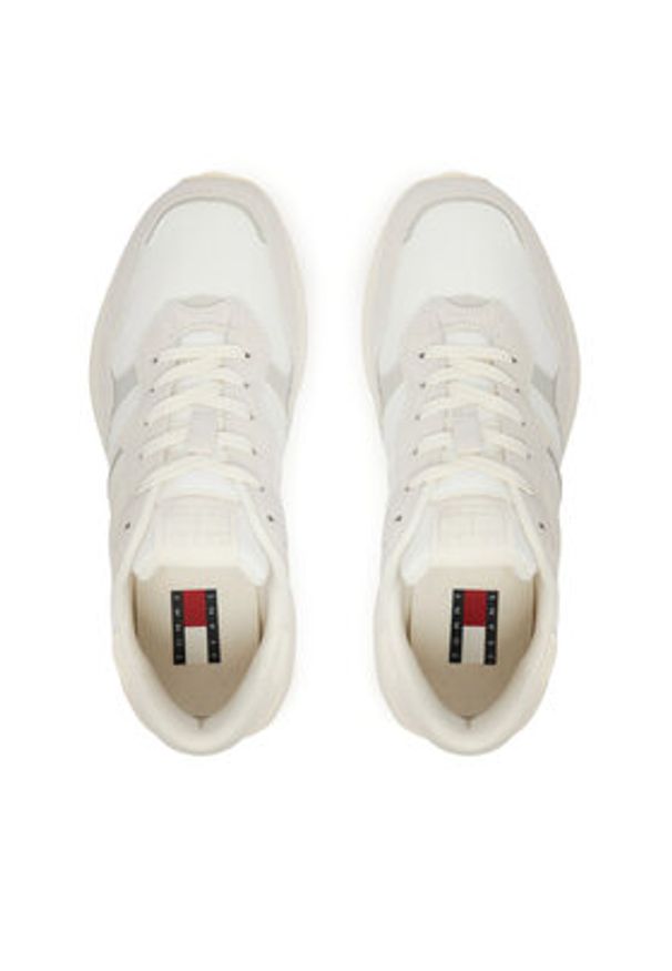 Tommy Jeans Sneakersy Tjw Cleated Runner Suede Mix EN0EN02921 Écru. Kolor: kremowy. Materiał: skóra, zamsz