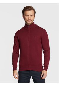 TOMMY HILFIGER - Tommy Hilfiger Kardigan MW0MW28050 Bordowy Regular Fit. Kolor: czerwony. Materiał: bawełna #1