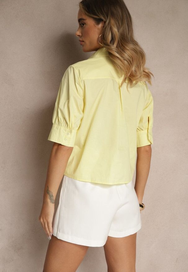 Renee - Żółta Koszula z Bawełny z Bufiastymi Rękawami Silanira. Okazja: na co dzień. Kolor: żółty. Materiał: bawełna. Styl: elegancki, casual
