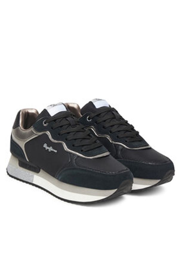 Pepe Jeans Sneakersy Rusper Glam W PLS600008 Czarny. Kolor: czarny. Materiał: materiał