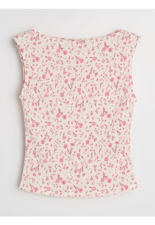Sinsay - Bluzka bez rękawów w kwiaty - wielobarwny. Długość rękawa: bez rękawów. Wzór: kwiaty