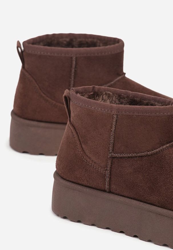 Born2be - Brązowe Wsuwane Śniegowce z Imitacji Zamszu na Platformie Tusanala. Okazja: na co dzień. Zapięcie: bez zapięcia. Kolor: brązowy. Materiał: zamsz. Sezon: zima. Styl: casual, elegancki